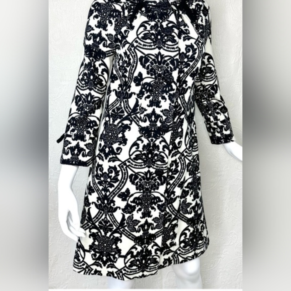 Tibi Black and Cream Floral Skirt